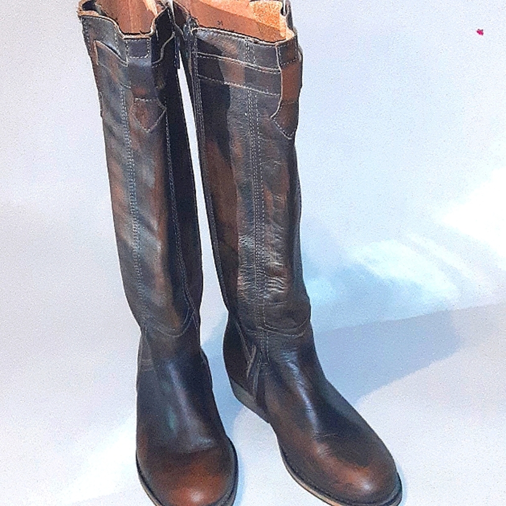 Bronx oiled leather look Two Lane  riding style boots sz 36